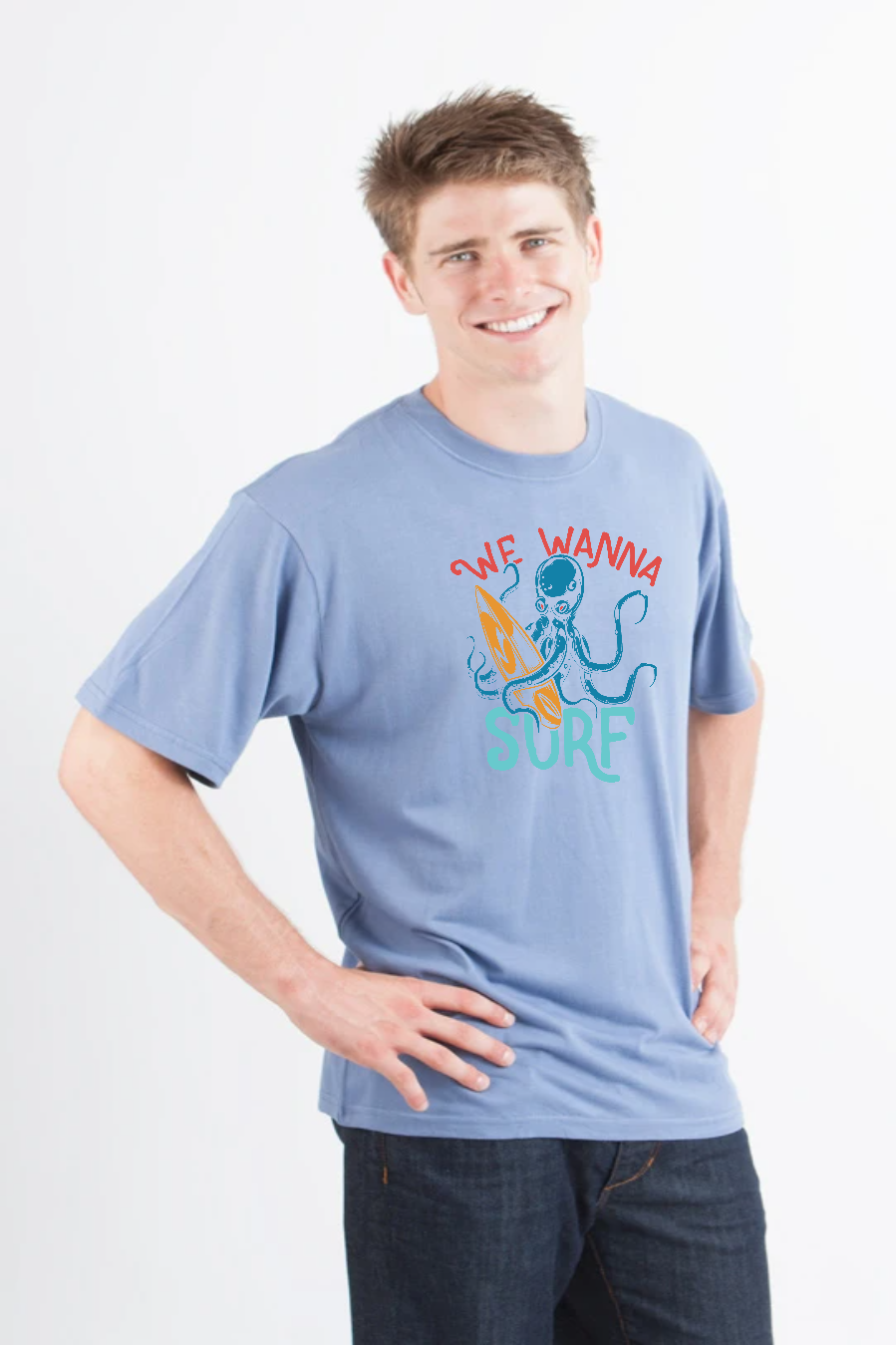 We Wanna Surf Men's Bamboo Viscose/Organic Cotton Short Sleeve Graphic T-Shirt Spun Bamboo