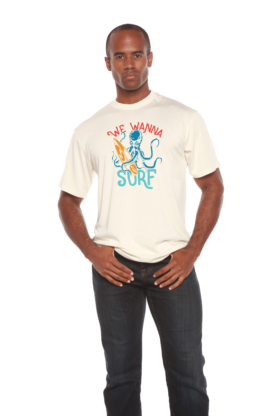 We Wanna Surf Men's Bamboo Viscose/Organic Cotton Short Sleeve Graphic T-Shirt Spun Bamboo