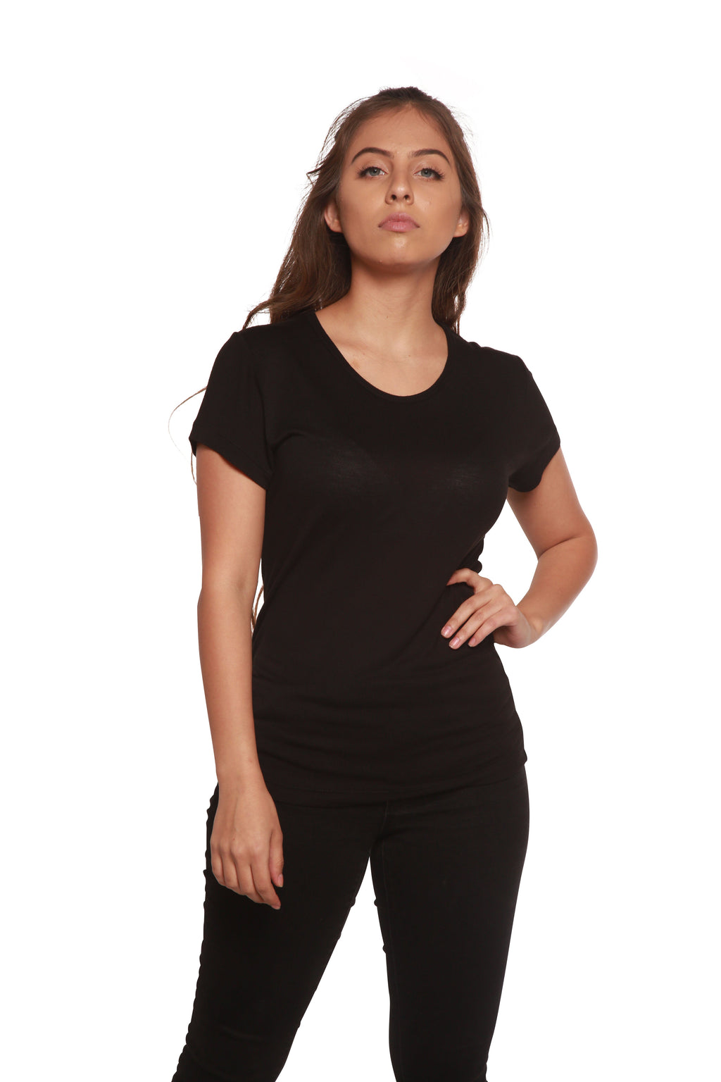 Women's 100% Bamboo Viscose Scoop Neck Short Sleeve T-Shirt Spun Bamboo