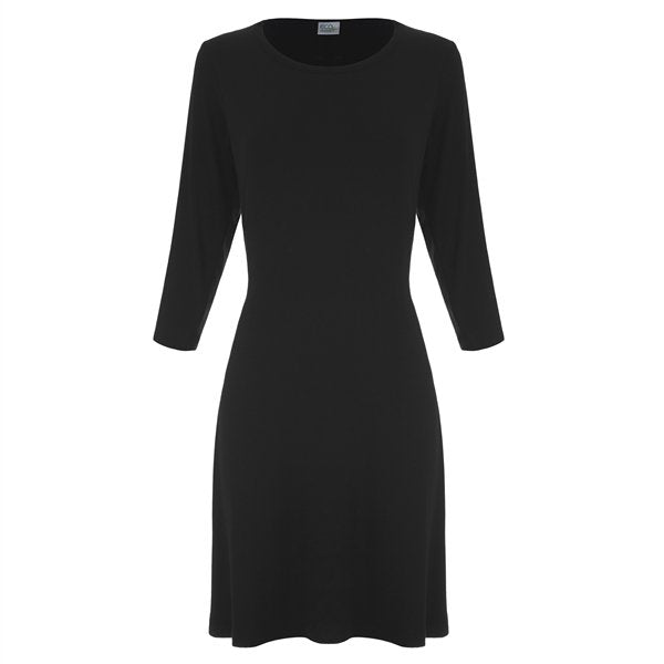 Women's A-Line Bamboo Viscose Dress in Black Spun Bamboo