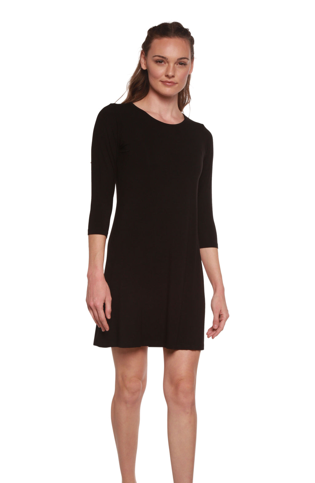 Women's A-Line Bamboo Viscose Dress in Black Spun Bamboo
