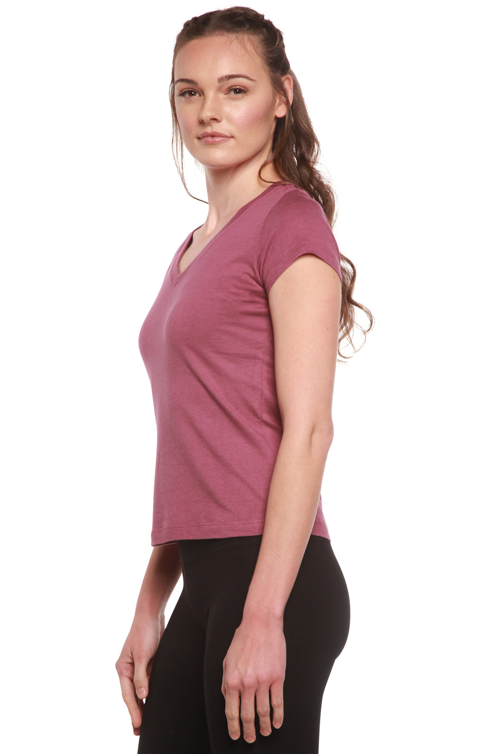 Women's Bamboo Viscose/Cotton V-Neck Cap Sleeve T-Shirt Spun Bamboo