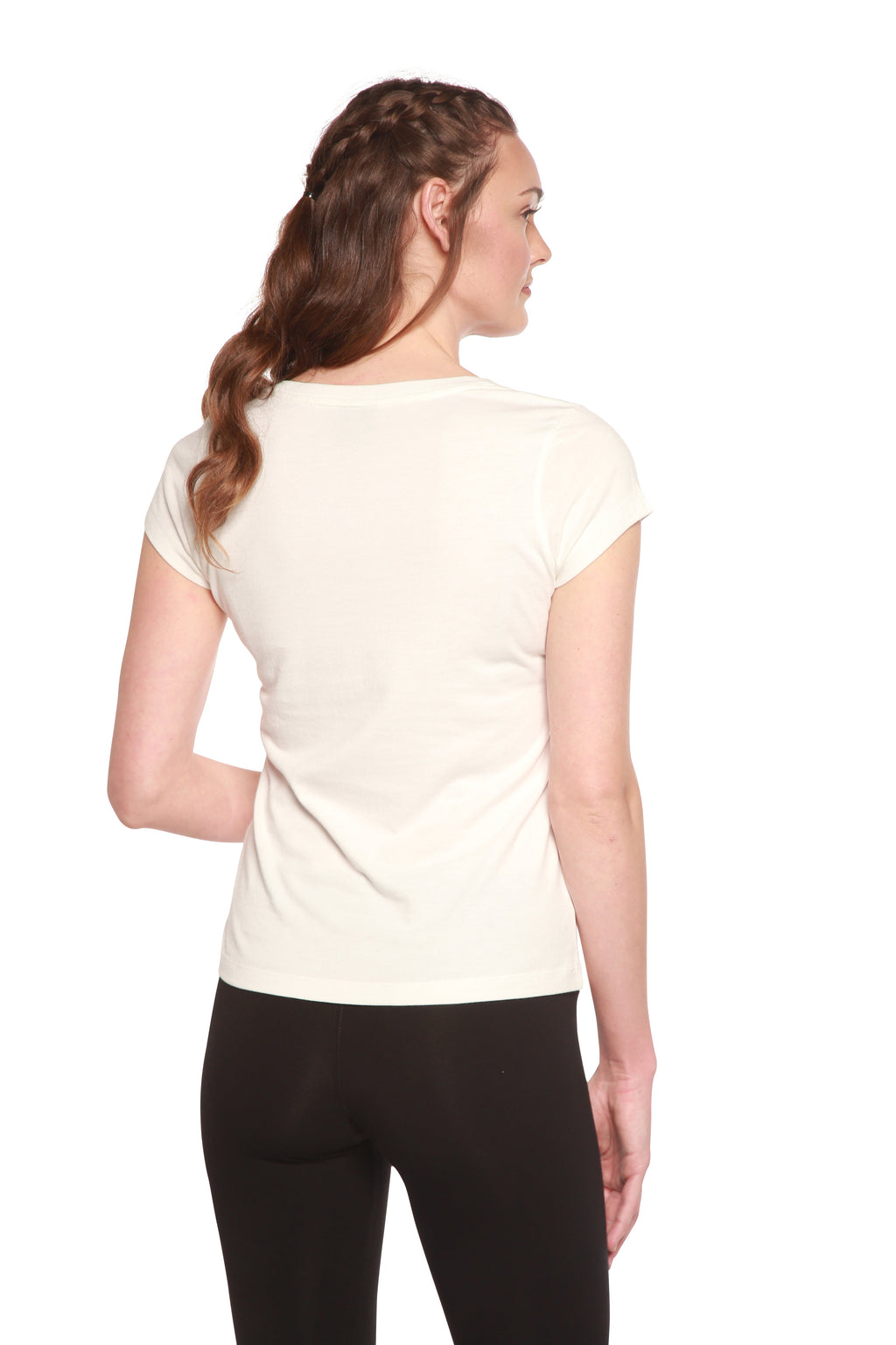 Women's Bamboo Viscose/Cotton V-Neck Cap Sleeve T-Shirt Spun Bamboo