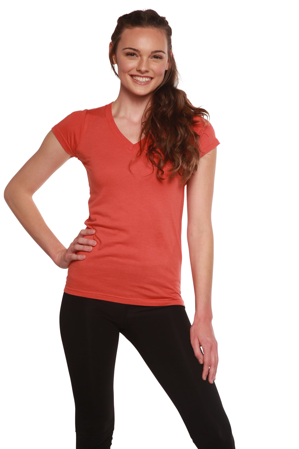 Women's Bamboo Viscose/Cotton V-Neck Cap Sleeve T-Shirt Spun Bamboo