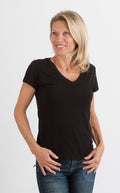 Women's Bamboo Viscose/Cotton V-Neck Cap Sleeve T-Shirt Spun Bamboo