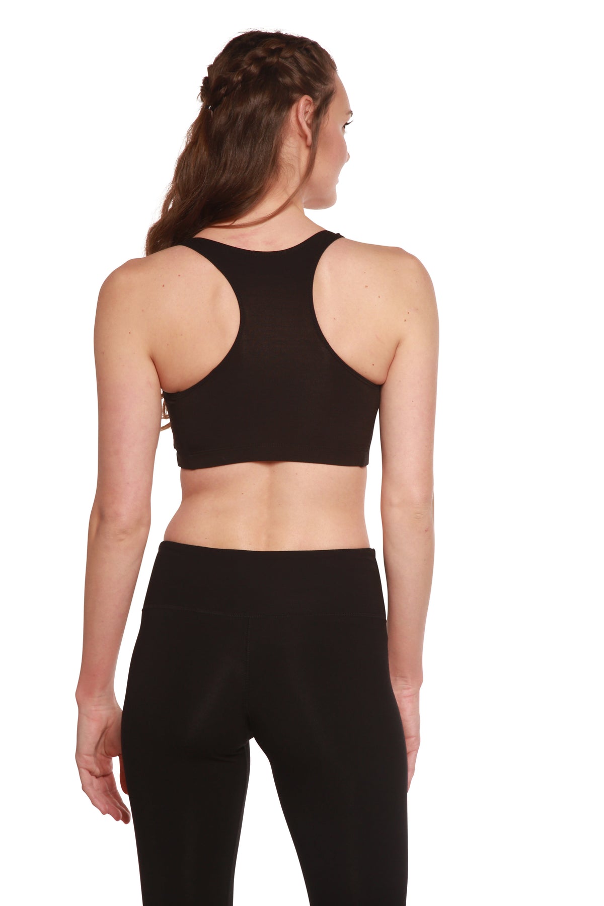 New Women's Bamboo Padded Sports Bra in Black Spun Bamboo