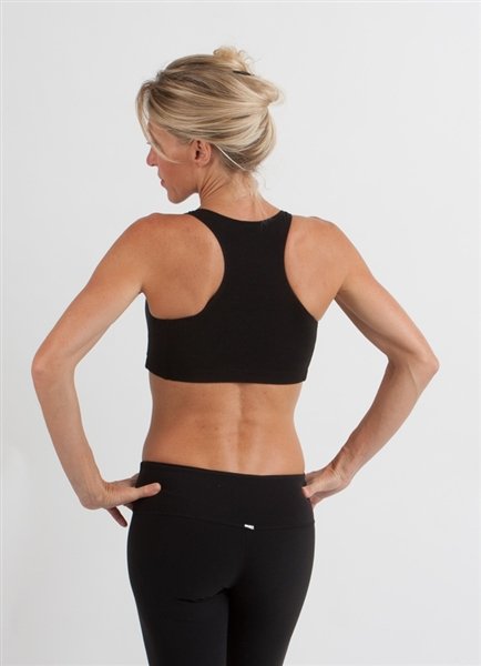 New Women's Bamboo Padded Sports Bra in Black Spun Bamboo