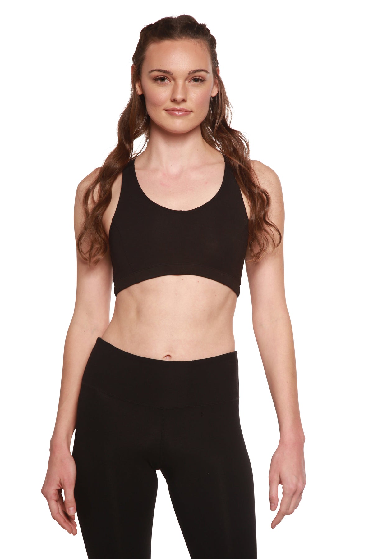 New Women's Bamboo Padded Sports Bra in Black Spun Bamboo