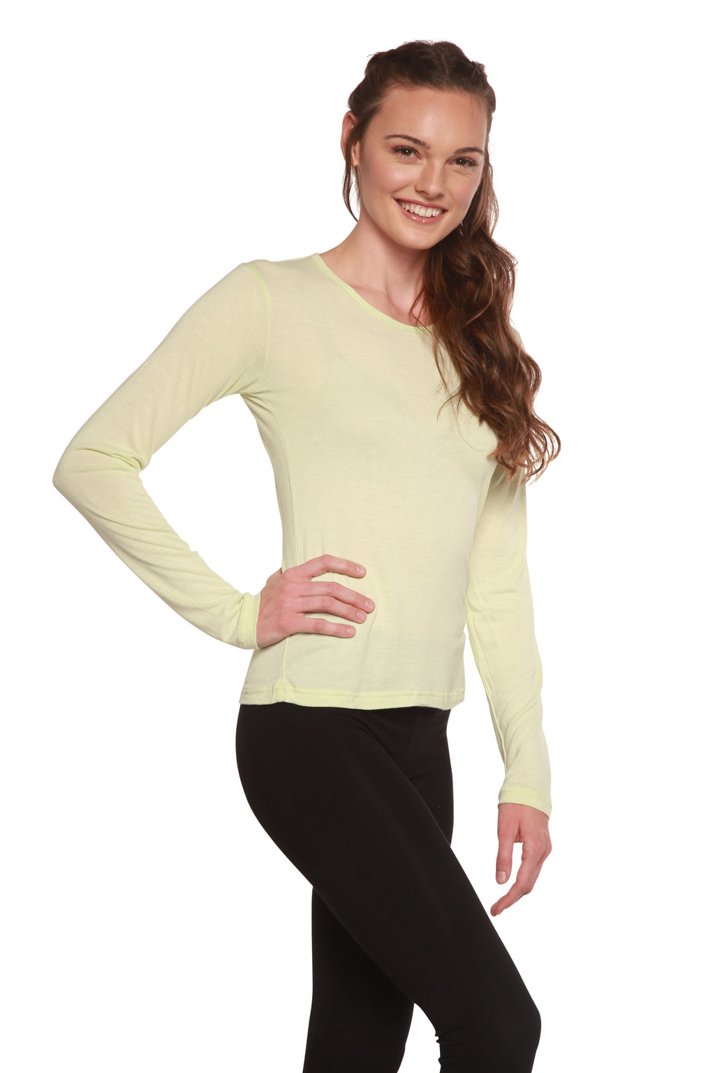 Clearance Women's Scoop Neck 100% Bamboo Viscose Long Sleeve Shirt Spun Bamboo