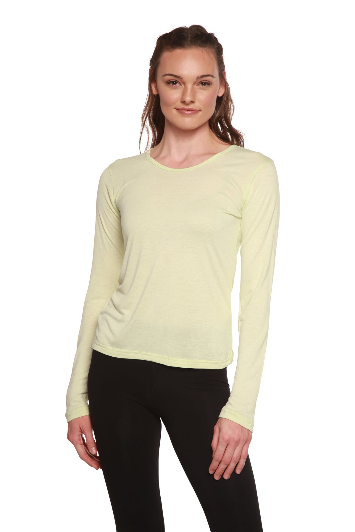 Clearance Women's Scoop Neck 100% Bamboo Viscose Long Sleeve Shirt Spun Bamboo