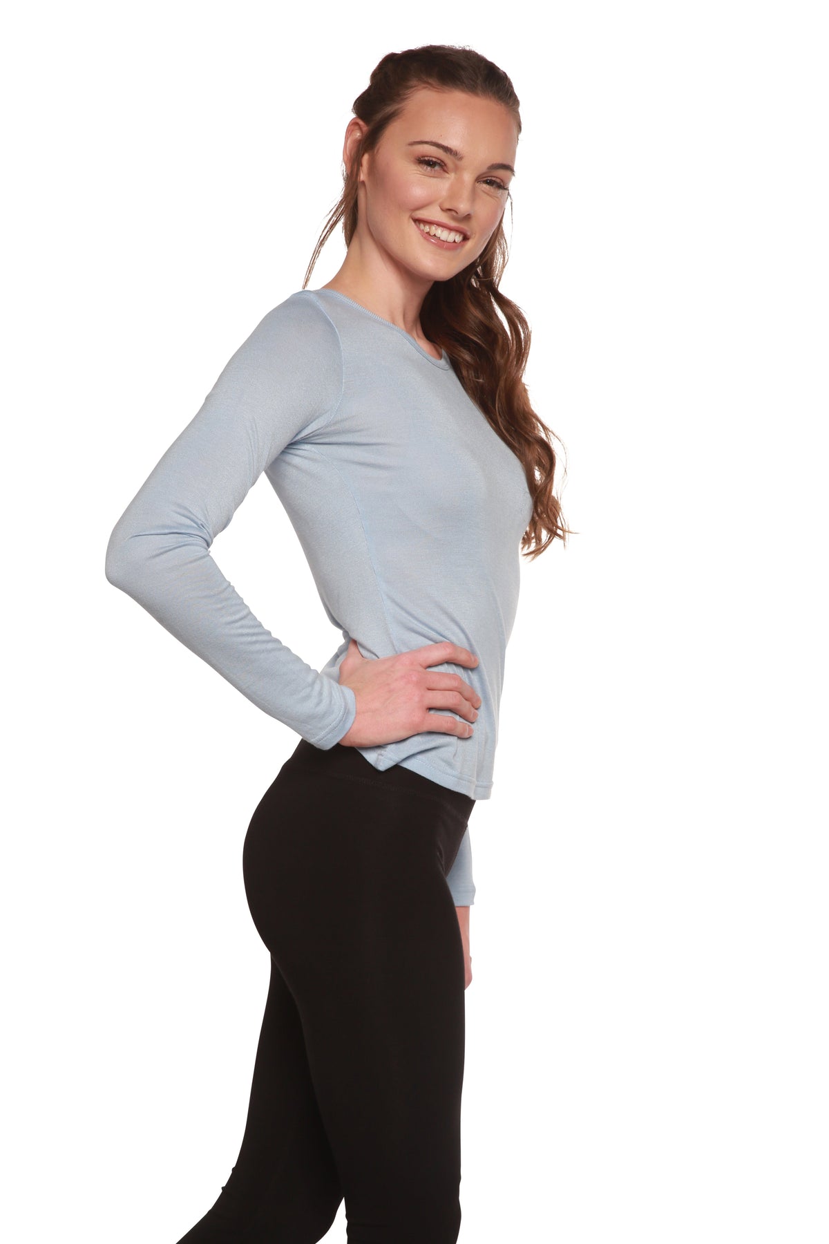 Clearance Women's Scoop Neck 100% Bamboo Viscose Long Sleeve Shirt Spun Bamboo