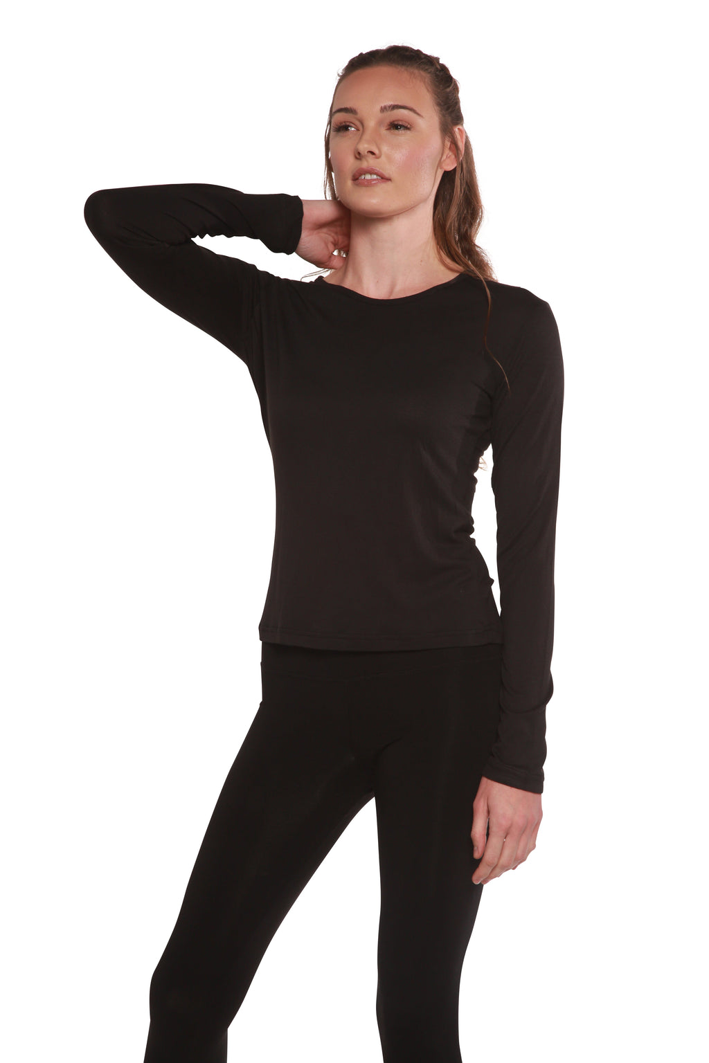 Clearance Women's Scoop Neck 100% Bamboo Viscose Long Sleeve Shirt Spun Bamboo