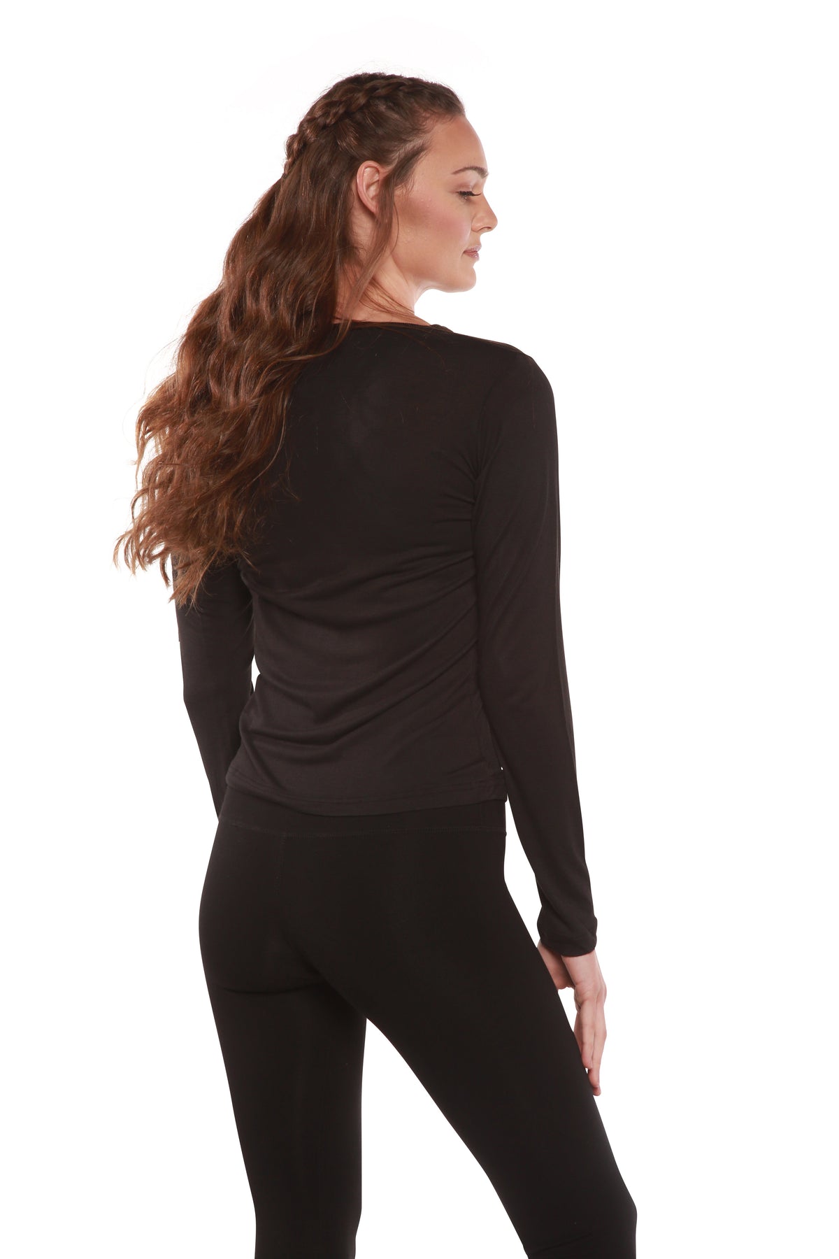 Clearance Women's Scoop Neck 100% Bamboo Viscose Long Sleeve Shirt Spun Bamboo