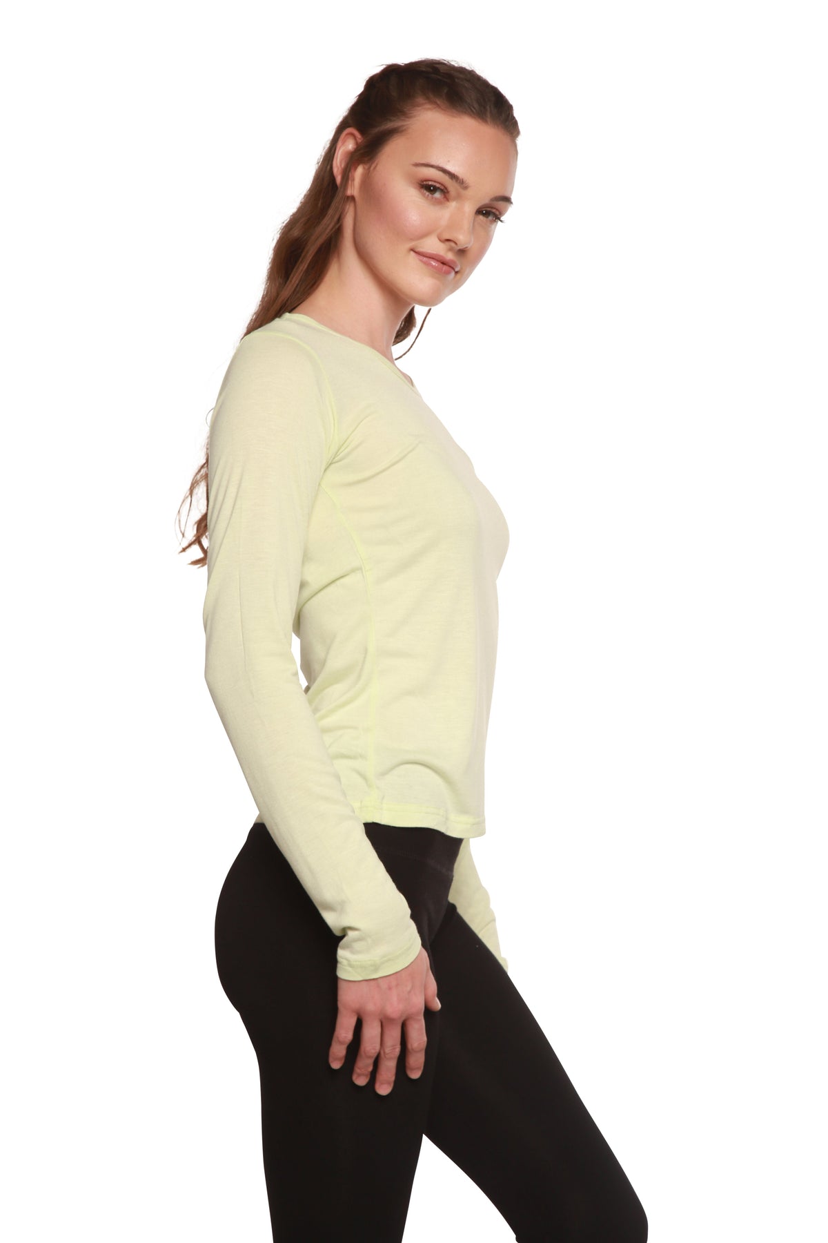 Clearance Women's Scoop Neck 100% Bamboo Viscose Long Sleeve Shirt Spun Bamboo